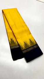Load image into Gallery viewer, Classic Sunny Yellow &amp; Black Blue Elegance Kanchipuram Handloom Silk Saree SS25383
