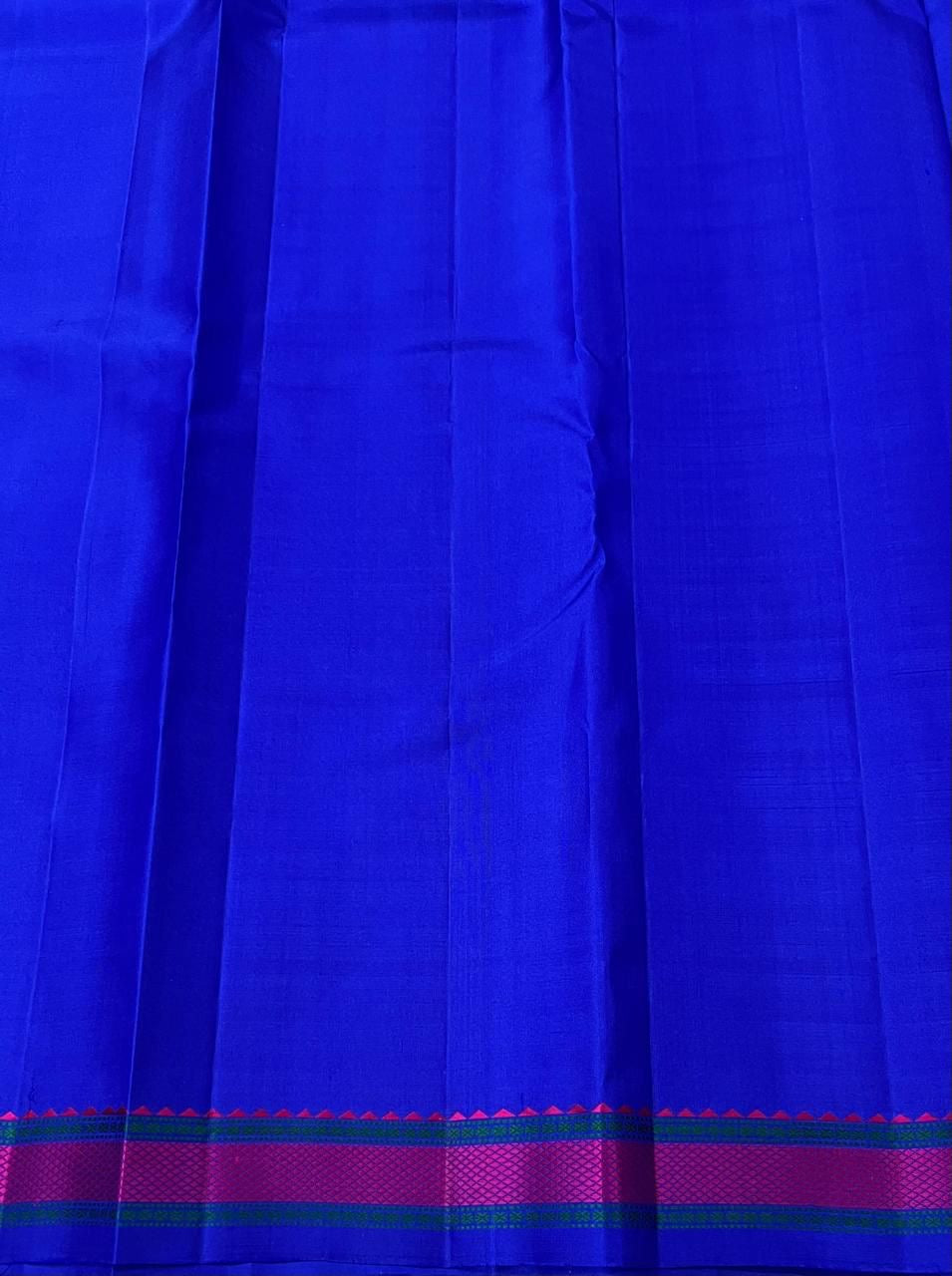 Classic Royal Blue 2gm Zari Kanchipuram Handloom Silk Saree SS25575