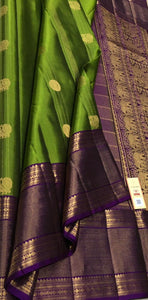 Classic Olive Green & Violet Elegance Handloom Soft Silk Saree SS26460