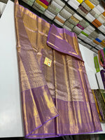 Load image into Gallery viewer, Classic Lavender Bridal Elegance Kanchipuram Handloom Silk Saree SS24672
