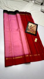 Load image into Gallery viewer, Classic Creamy Pink &amp; Carmine Red Kanchipuram Handloom Silk Saree SS26052
