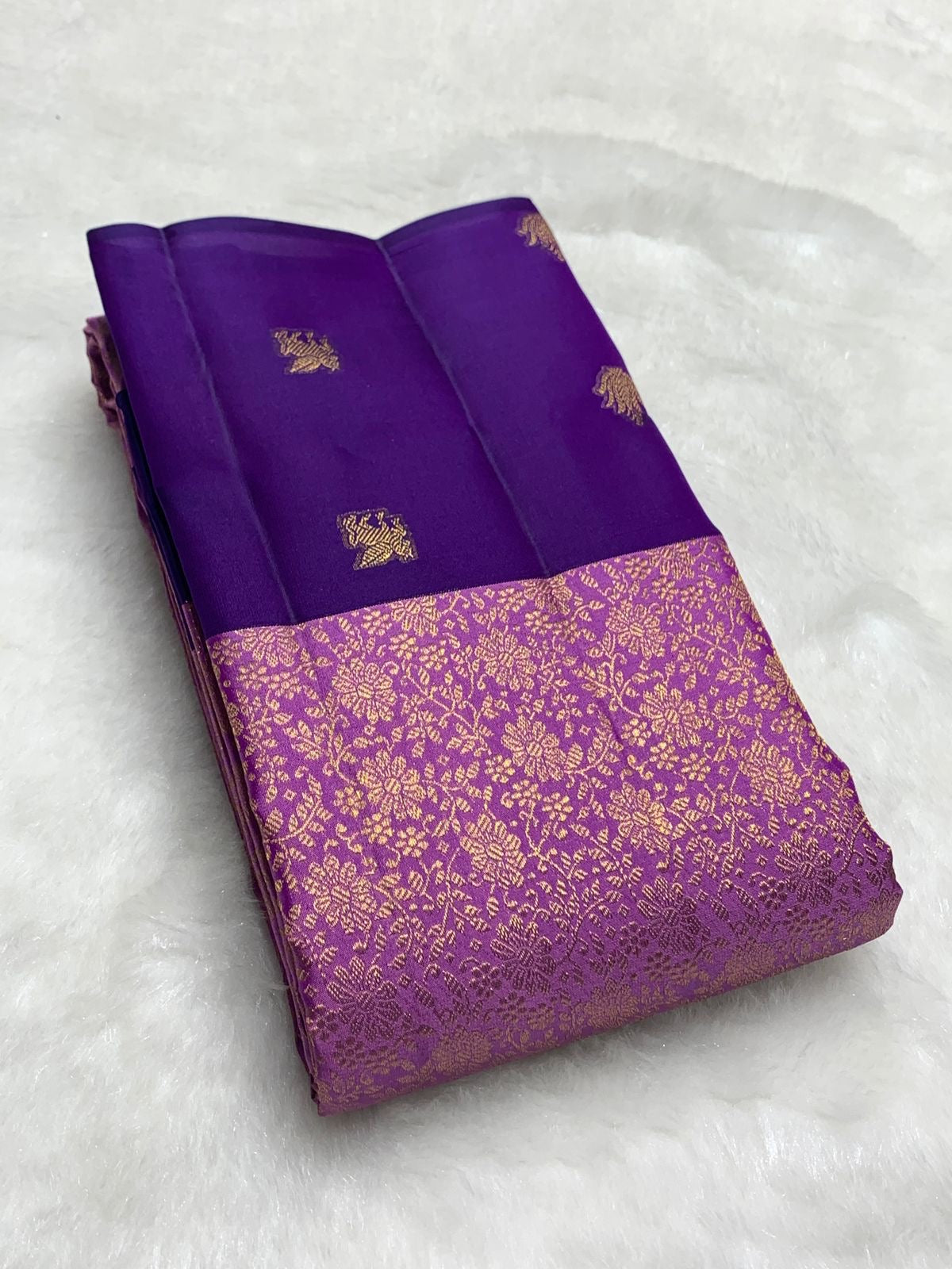 Classic Lilac Pink & Purple 2gm Zari Elegance Kanchipuram Handloom Silk Saree SS25366