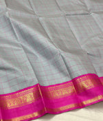 Load image into Gallery viewer, Classic Grey &amp; Deep Pink 2gm Zari Elegance Kanchipuram Handloom Silk Saree SS23550
