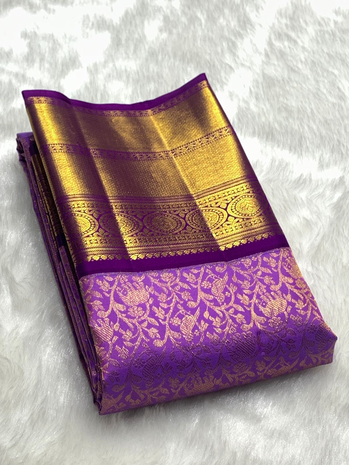 Classic Lavender 2gm Zari Elegance Kanchipuram Handloom Silk Saree SS25273
