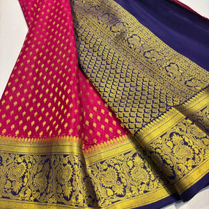 Classic Dark Pink & Indigo Violet Elegance Mysore Silk Saree SS24164