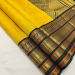Load image into Gallery viewer, Classic Yellow &amp; Green 2gm Zari Double Side Kirvai Elegance Kanchipuram Handloom Silk Saree SS25351
