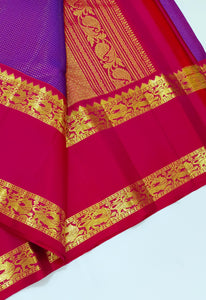 Classic Magenta & Rani Pink 2gm Zari Vaira Oosi Elegance Kanchipuram Handloom Silk Saree SS25335
