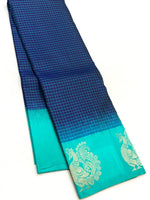 Load image into Gallery viewer, Classic Deep Blue &amp; Sea Green Elegance Kanchipuram Handloom Silk Saree SS23542
