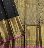 Load image into Gallery viewer, Classic Shadow Black 2gm Zari Elegance Kanchipuram Handloom Silk Saree SS22792
