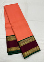 Load image into Gallery viewer, Classic Brick Peach &amp; Sangria Red 2gm Zari Elegance Kanchipuram Handloom Silk Saree SS23553
