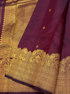 Classic Berry Wine 2gm Zari Bridal Elegance Kanchipuram Handloom Silk Saree SS24517