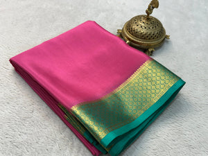 Classic Deep Pink & Teal Green Elegance Mysore Silk Saree SS24644