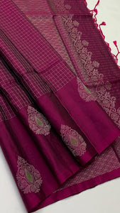 Classic Wine Red Elegance Handloom Soft Silk Saree SS23977