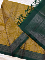 Load image into Gallery viewer, Classic Mustard &amp; Pine Green Elegance Handloom Soft Silk Saree SS25298
