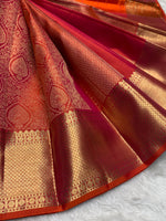 Load image into Gallery viewer, Classic Rustic Orange 2gm Zari Bridal Elegance Kanchipuram Handloom Silk Saree SS28200
