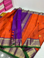 Load image into Gallery viewer, Classic Sunset Orange &amp; Vadamalli 2gm Zari Kanchipuram Handloom Silk Saree SS25996
