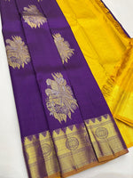 Load image into Gallery viewer, Classic Vadamalli Purple &amp; Yellow Kanchipuram Handloom Silk Saree SS25965
