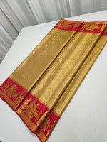 Load image into Gallery viewer, Classic Shimmer Gold &amp; Red Meenakari Bridal Elegance Kanchipuram Handloom Silk Saree SS26899
