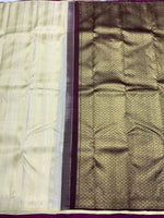 Load image into Gallery viewer, Classic Cream &amp; Coffee Brown 2gm Zari Kanchipuram Handloom Silk Saree SS25851
