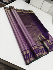 Classic Onion Pink & Plum Purple Kanchipuram Handloom Silk Saree SS25673
