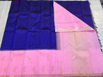Load image into Gallery viewer, Classic Royal Blue &amp; Baby Pink Half Design Kanchipuram Handloom Silk Saree SS26254
