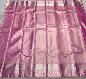 Classic Onion Pink 2gm Zari Kanchipuram Handloom Silk Saree SS26099