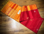 Load image into Gallery viewer, Classic Crimson Red &amp; Orange Elegance Handloom Soft Silk Saree SS26908
