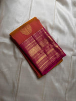 Load image into Gallery viewer, Classic Apricot Orange &amp; Pink Kanchipuram Handloom Silk Saree SS26089
