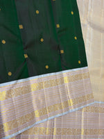 Load image into Gallery viewer, Classic Bottle Green &amp; Ice Blue 2gm Zari Elegance Kanchipuram Handloom Silk Saree SS28273
