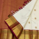 Load image into Gallery viewer, Classic Offwhite &amp; Maroon 2gm Zari Kanchipuram Handloom Silk Saree SS25624
