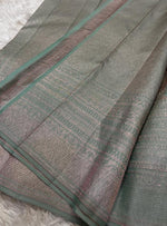 Load image into Gallery viewer, Sage Green Bridal Elegance Kanchipuram Handloom Silk Saree SS18496
