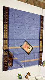 Load image into Gallery viewer, Classic Cornflower Blue &amp; Navy Blue Kanchipuram Handloom Cotton Saree SS26702

