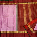 Load image into Gallery viewer, Classic Baby Pink &amp; Brown 1gm Silver Zari Checks Korvai Elegance Kanchipuram Handloom Silk Saree SS27560
