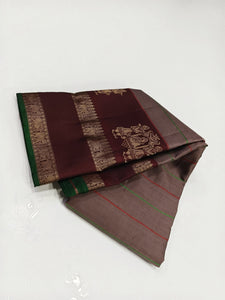 Classic Cocoa & Maroon 1gm Zari Kanchipuram Handloom Silk Saree SS25914