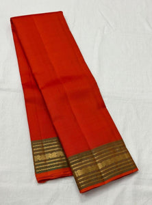 Classic Fiery Orange & Brownish Green 1gm Zari Elegance Kanchipuram Handloom Silk Saree SS24735