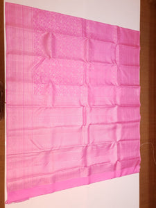 Classic Baby Pink 2gm Zari Turning Border Bridal Elegance Kanchipuram Handloom Silk Saree SS25681