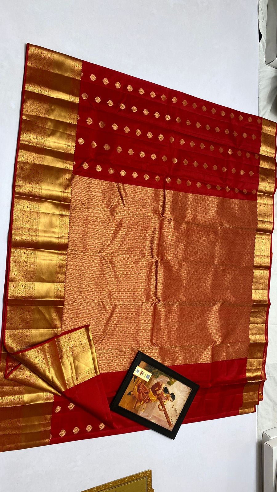 Classic Cherry Red Kanchipuram Handloom Silk Saree SS25882