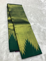 Load image into Gallery viewer, Classic Gold &amp; Green Temple 2gm Zari Kanchipuram Handloom Silk Saree SS25979
