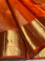 Load image into Gallery viewer, Classic Rust Orange 2gm Zari Bridal Elegance Kanchipuram Handloom Silk Saree SS28249
