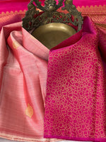 Load image into Gallery viewer, Classic Pastel Pink &amp; Deep Pink 1gm Zari Elegance Kanchipuram Handloom Silk Saree SS23627
