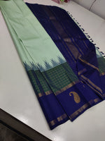 Load image into Gallery viewer, Classic Mint Green &amp; Royal Blue 2gm Zari Korvai Elegance Kanchipuram Handloom Silk Saree SS24844
