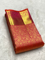 Load image into Gallery viewer, Classic Pinkish Orange 2gm Zari Bridal Elegance Kanchipuram Handloom Silk Saree SS25267
