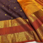 Load image into Gallery viewer, Classic Coffee Brown &amp; Burnt Orange Elegance Kanchipuram Handloom Silk Saree SS27379
