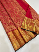 Load image into Gallery viewer, Classic Chilli Red Bridal Elegance Kanchipuram Handloom Silk Saree SS26638
