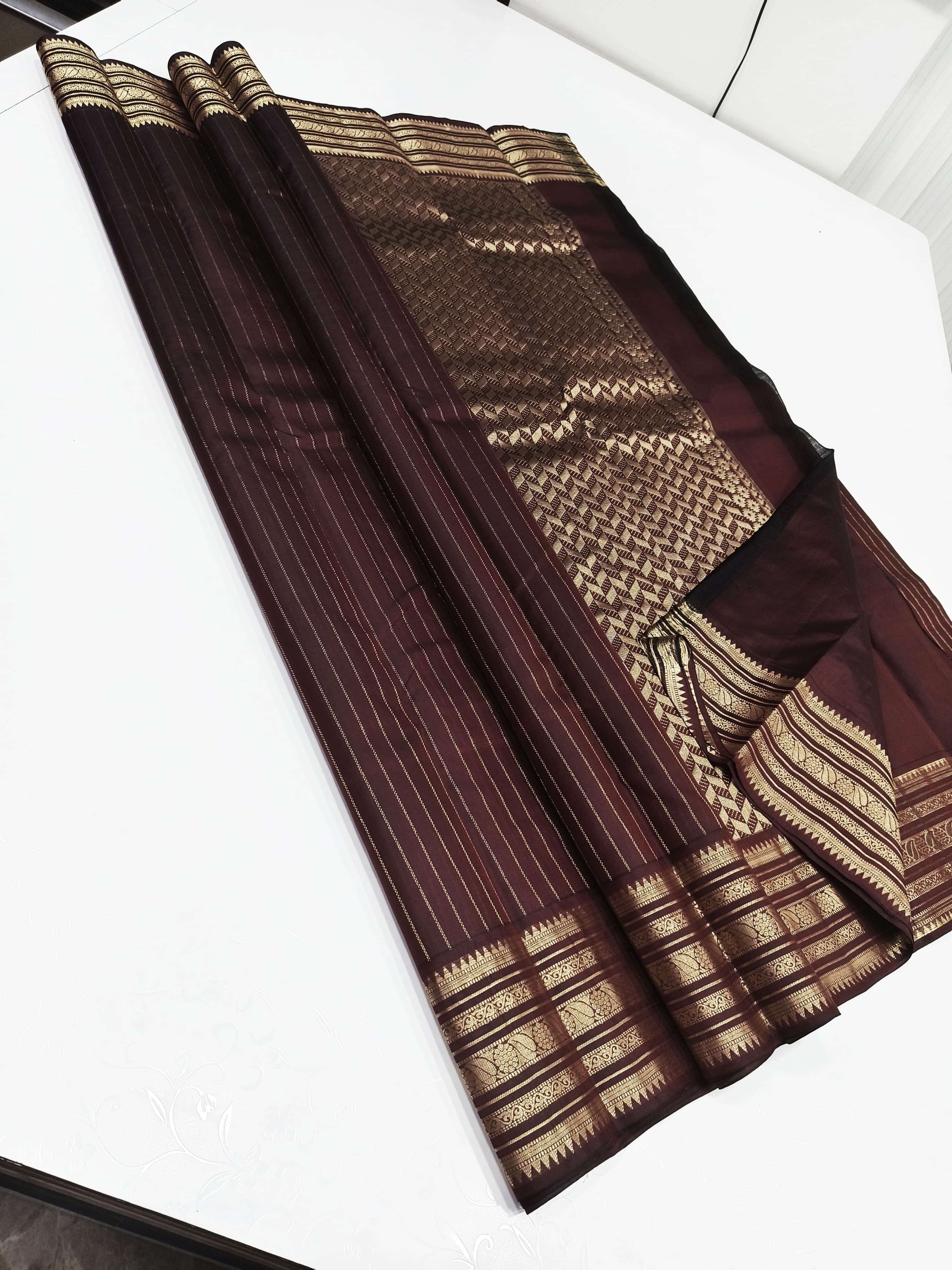 Classic Coffeee Brown Kanchipuram Handloom Silk Saree SS25675