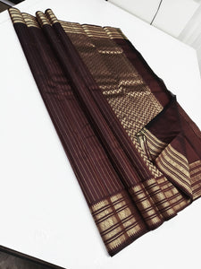 Classic Coffeee Brown Kanchipuram Handloom Silk Saree SS25675