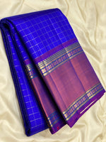 Load image into Gallery viewer, Classic Robin Blue &amp; Pastel Nude Pink 2gm Zari Kanchipuram Handloom Silk Saree SS26246
