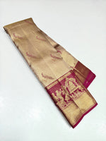 Load image into Gallery viewer, Classic Shimmer Beige &amp; Deep Pink 2gm Zari Brocade Tissue Bridal Elegance Kanchipuram Handloom Silk Saree SS26755
