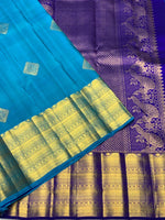Load image into Gallery viewer, Classic Azure Blue &amp; Royal Blue 2gm Zari Bridal Elegance Kanchipuram Handloom Silk Saree SS27351
