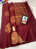 Load image into Gallery viewer, Classic Cocoa Brown 240 hooks Buttas Elegance Handloom Soft Silk Saree SS18266
